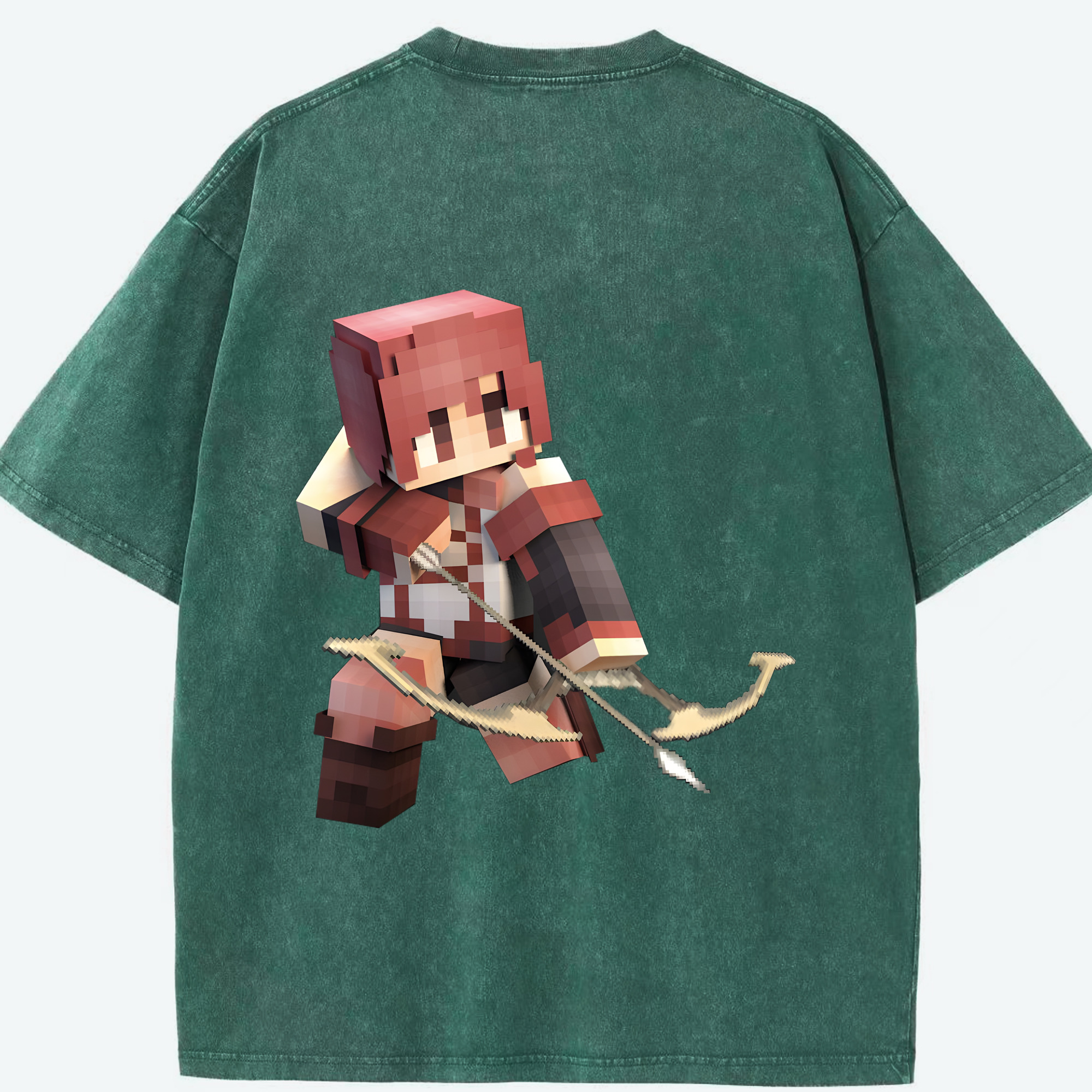 （画像用） マインクラフト ブロックの世界 Minecraft MC Block world 綿100% ヴィンテージ風 半袖Tシャツ（背面プリント）